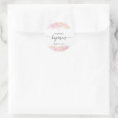 Sticker Rond aquarelle rose | faux or détails Baptême (Sac)