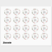 Sticker Rond Aquarelle rose féminine 80e anniversaire (Feuille)