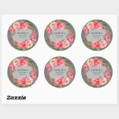Sticker Rond Aquarelle rose Fête des mariées florale (Feuille)
