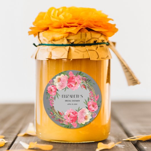 Sticker Rond Aquarelle rose Fête des mariées florale