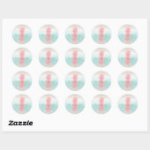 Sticker Rond Aquarelle rose Fille Ananas tropical (Feuille)