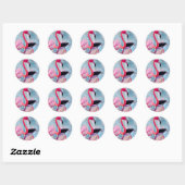 Sticker Rond Aquarelle rose flamand coloré (Feuille)
