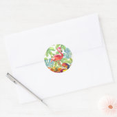 Sticker Rond Aquarelle rose Flamant rose tropical (Enveloppe)