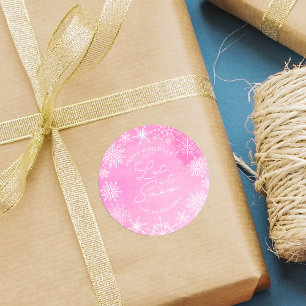 Sticker Rond Aquarelle rose Flammes de neige laissez-vous neige