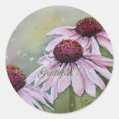 Sticker Rond Aquarelle rose Fleur (Devant)