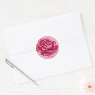 Sticker Rond Aquarelle rose Fleur