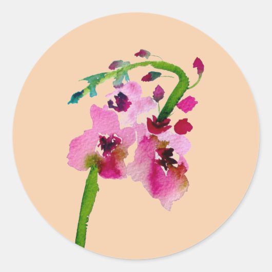 Sticker Rond Aquarelle rose fleurie mariage (Devant)
