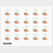 Sticker Rond Aquarelle Rose Fleurs Baby shower manuscrit (Feuille)