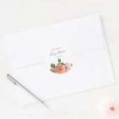 Sticker Rond Aquarelle Rose Fleurs Baby shower manuscrit (Enveloppe)