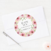 Sticker Rond Aquarelle rose Fleurs blanches (Enveloppe)