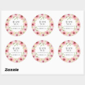 Sticker Rond Aquarelle rose Fleurs blanches (Feuille)