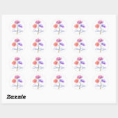 Sticker Rond Aquarelle rose floral (Feuille)