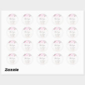 Sticker Rond Aquarelle rose Floral Mariage élégant (Feuille)