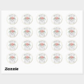 Sticker Rond Aquarelle rose Floral Mariage or Merci (Feuille)