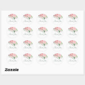 Sticker Rond Aquarelle rose floral merci classique rond st (Feuille)