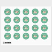Sticker Rond Aquarelle rose Floral Neo Mint Mariage (Feuille)