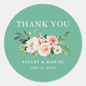 Sticker Rond Aquarelle rose Floral Neo Mint Mariage (Devant)