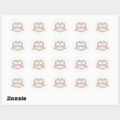 Sticker Rond Aquarelle rose Floral Valentine (Feuille)