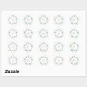 Sticker Rond Aquarelle rose Floral Wreath Monogramme (Feuille)