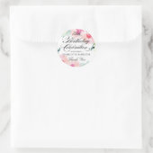 Sticker Rond Aquarelle rose florale 75e anniversaire (Sac)