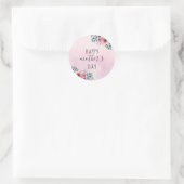 Sticker Rond Aquarelle rose florale Bonne fête des mères (Sac)