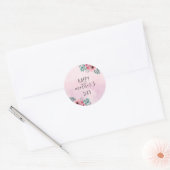 Sticker Rond Aquarelle rose florale Bonne fête des mères (Enveloppe)