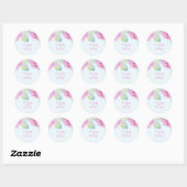 Sticker Rond aquarelle rose florale mariage élégant (Feuille)