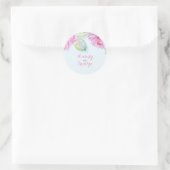 Sticker Rond aquarelle rose florale mariage élégant (Sac)