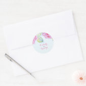 Sticker Rond aquarelle rose florale mariage élégant (Enveloppe)