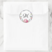 Sticker Rond Aquarelle rose floraux lavande éducalyptus (Sac)