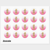 Sticker Rond Aquarelle rose glam or ananas Ombre (Feuille)
