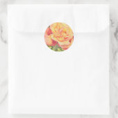 Sticker Rond Aquarelle rose jaune Floral (Sac)