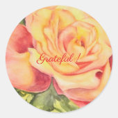 Sticker Rond Aquarelle rose jaune Floral (Devant)