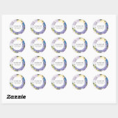 Sticker Rond Aquarelle rose jaune pourpre Adresse florale (Feuille)