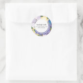 Sticker Rond Aquarelle rose jaune pourpre Adresse florale (Sac)