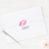 Sticker Rond Aquarelle rose lèvres maquillage marque (Enveloppe)
