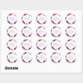 Sticker Rond Aquarelle rose Lily Fête des mariées florale (Feuille)