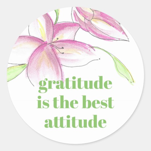 Sticker Rond Aquarelle rose Lily Gratitude (Devant)