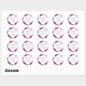 Sticker Rond Aquarelle rose Lily Merci Floral (Feuille)