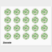 Sticker Rond Aquarelle rose Lotus Fleurs avec grands Feuilles (Feuille)