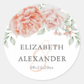 Sticker Rond Aquarelle rose Mariage de monogramme (Devant)
