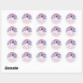 Sticker Rond Aquarelle rose Mariage Merci (Feuille)