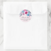 Sticker Rond Aquarelle rose Mariage Merci (Sac)