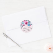 Sticker Rond Aquarelle rose Mariage Merci (Enveloppe)