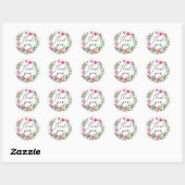 Sticker Rond Aquarelle rose mariage tropical (Feuille)