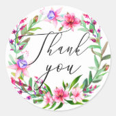 Sticker Rond Aquarelle rose mariage tropical (Devant)