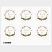 Sticker Rond Aquarelle rose Merci de couronne de fleurs (Feuille)