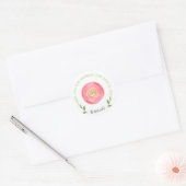 Sticker Rond Aquarelle rose Merci Floral (Enveloppe)