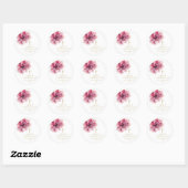Sticker Rond Aquarelle rose moderne Confirmation florale (Feuille)
