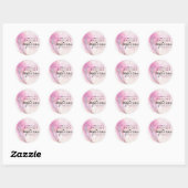 Sticker Rond Aquarelle rose moderne Plume Merci Baptême (Feuille)